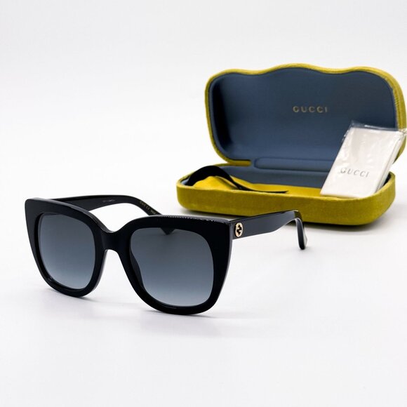 NEW GUCCI GG0163SN 001 SUNGLASSES WOMEN BLACK EYEWEAR - Picture 1 of 12